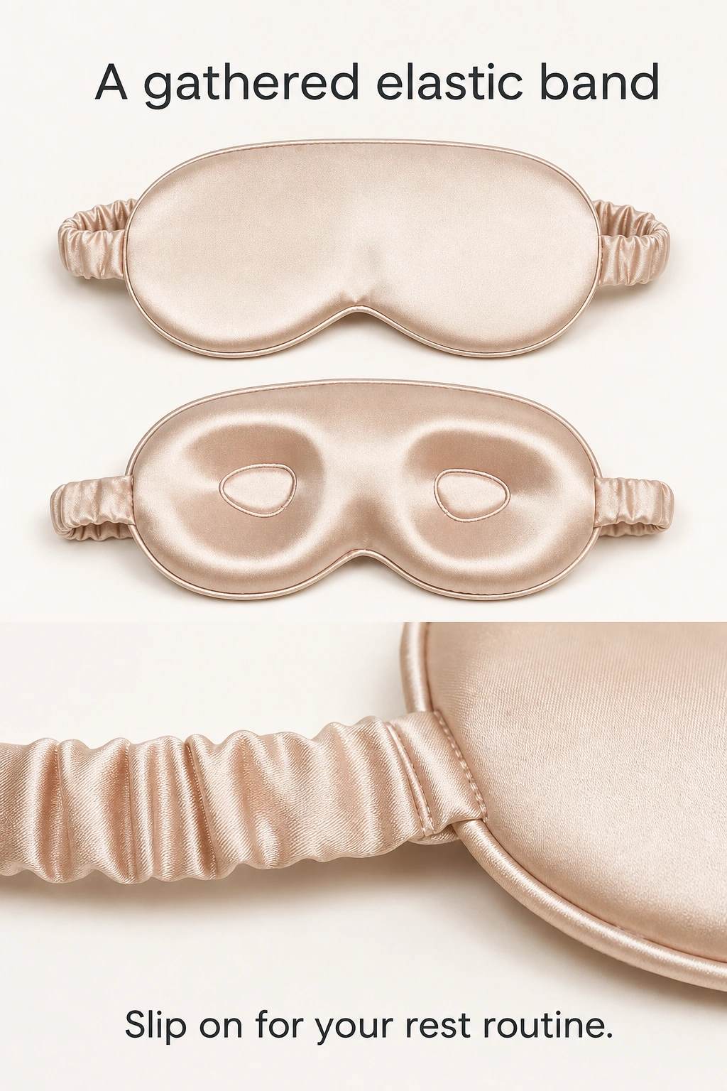 Masque champagne avec bande élastique froncée recouverte de tissu