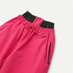 Rose red waist close-up with drawstring and zipped pocket