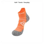Single orange ankle sock below Golf, Tennis and Everyday headings.