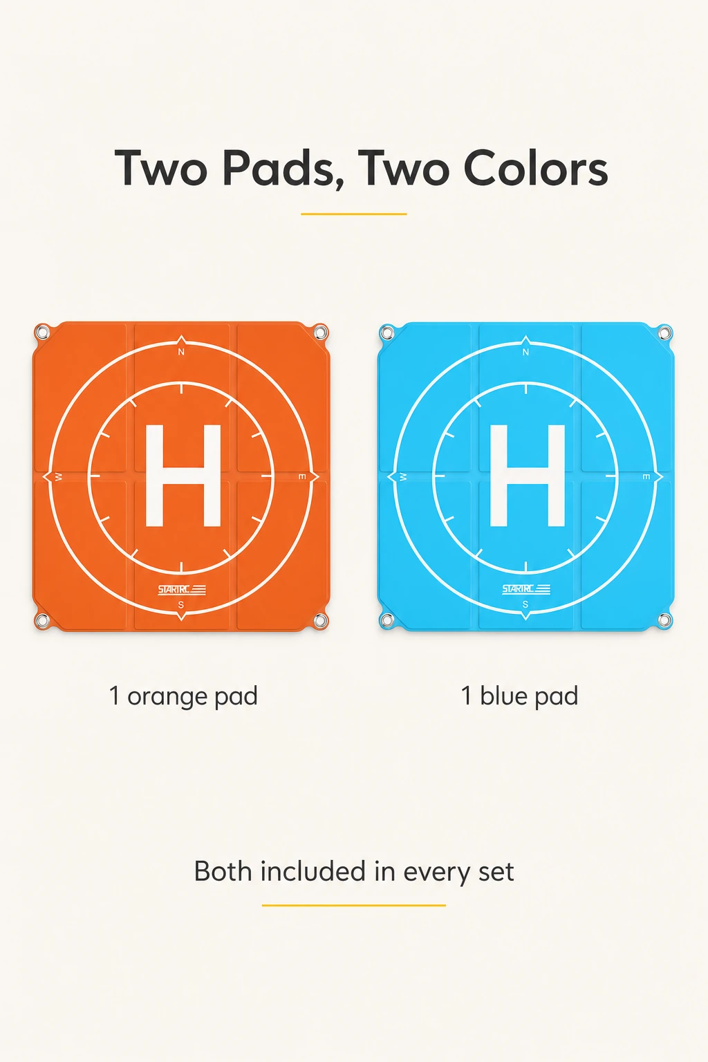 Two-pad set graphic showing one orange pad and one blue pad