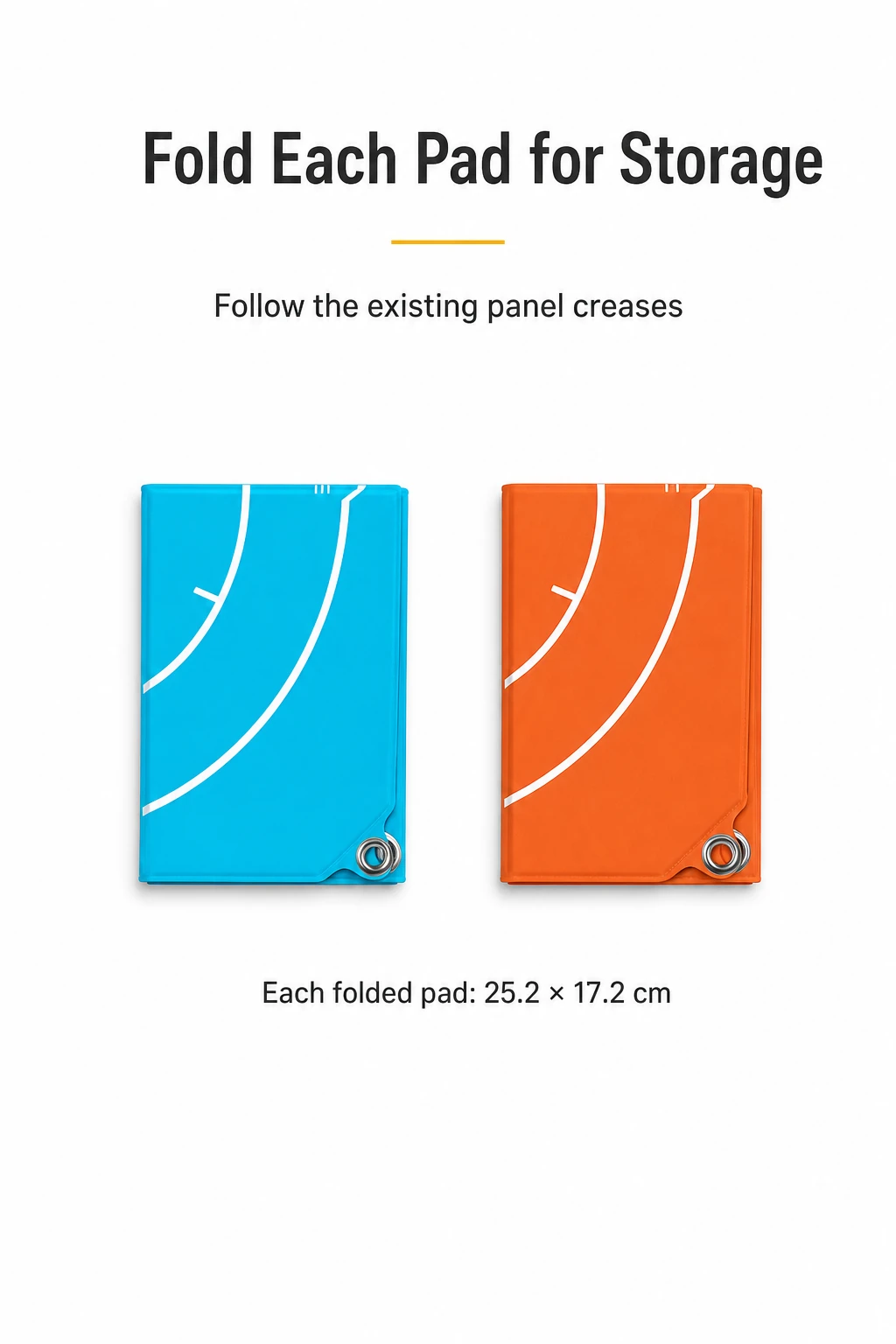 Two folded pads with the folded dimensions of each shown as 25.2 × 17.2 cm