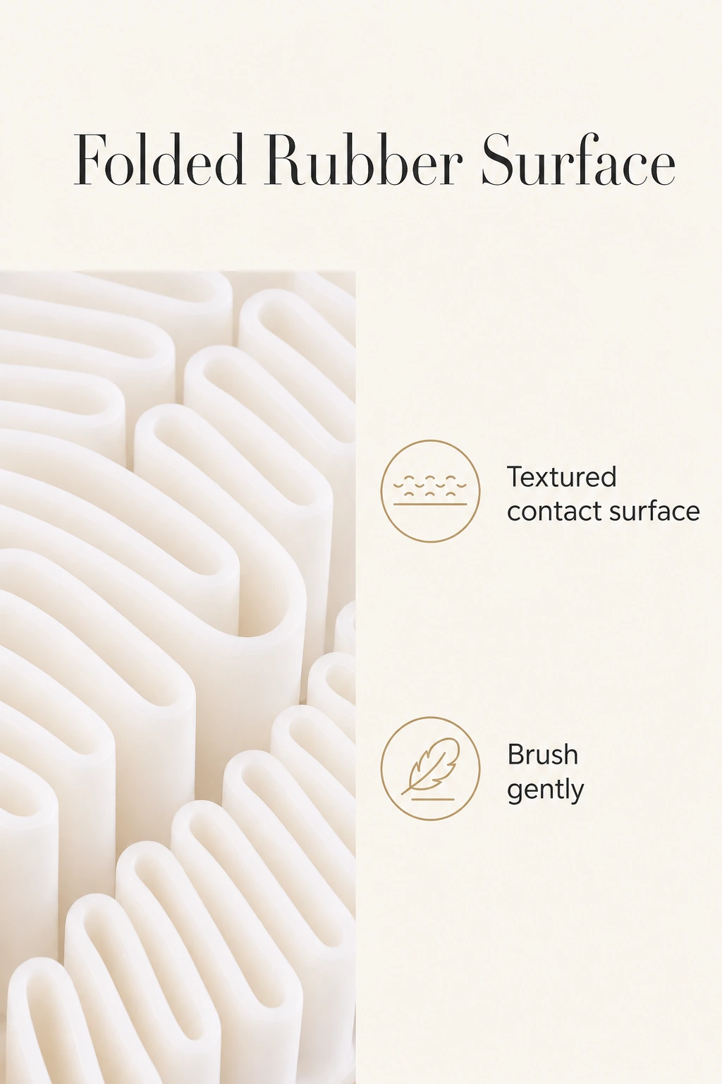 Close-up of the brush’s folded rubber cleaning surface