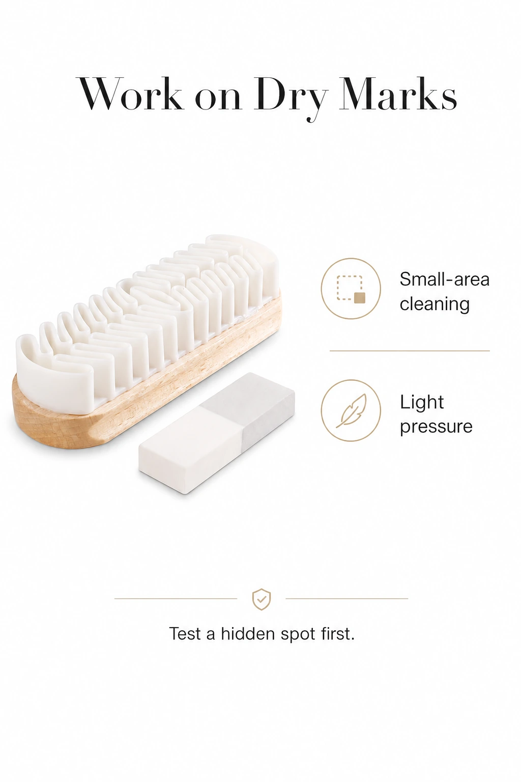 Two-tone eraser for gentle work on dry surface marks