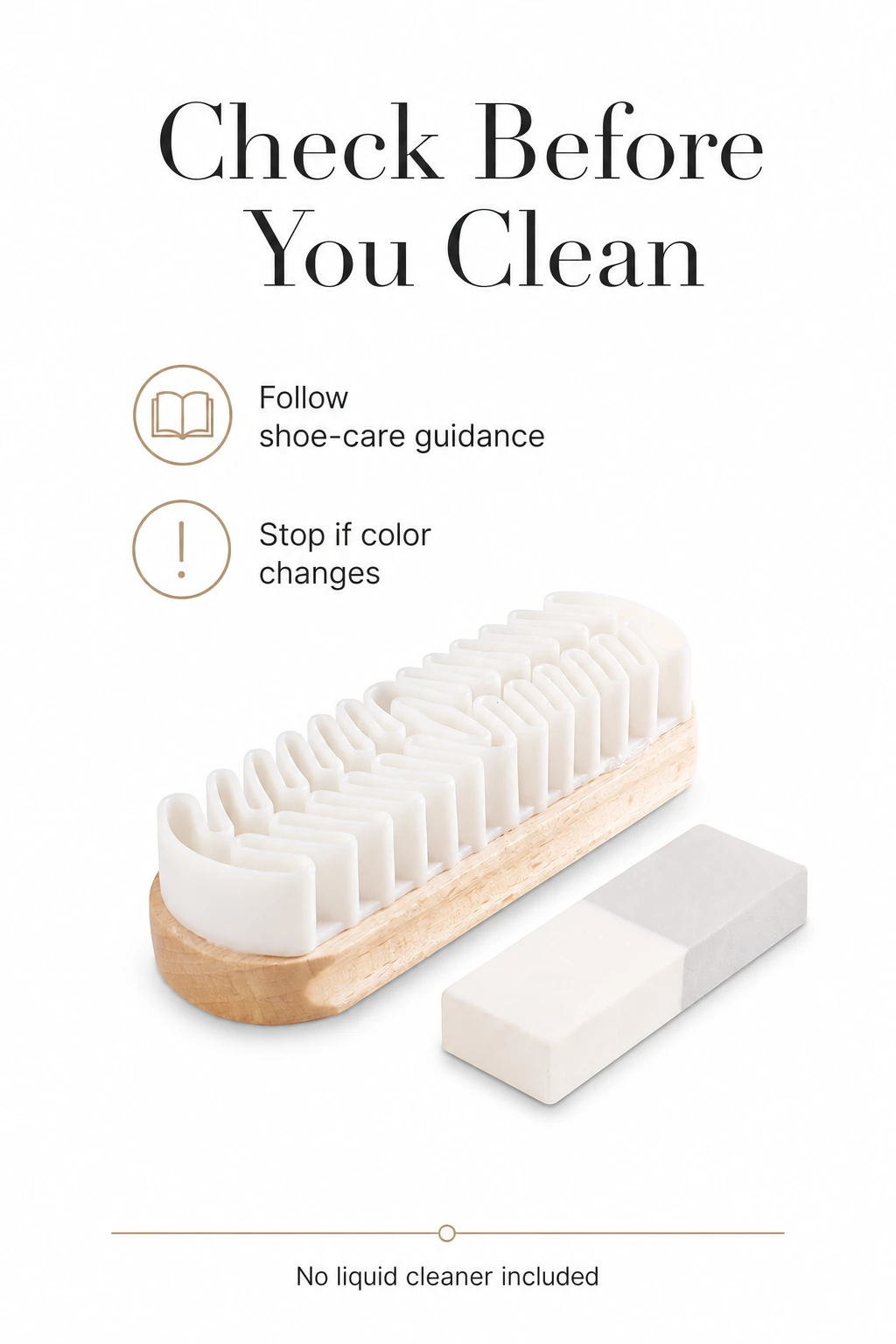 Shoe-care checks and limits for the brush and eraser