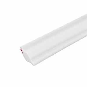 Single white BAIDE BD01 PVC trim segment on a white background, viewed at an angle.