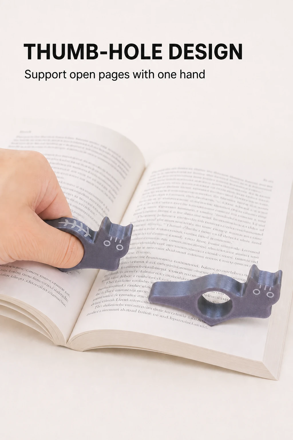 Dark-gray holder on a thumb beside its matching Classic.