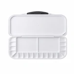 Front view of the open palette showing its lid and wells