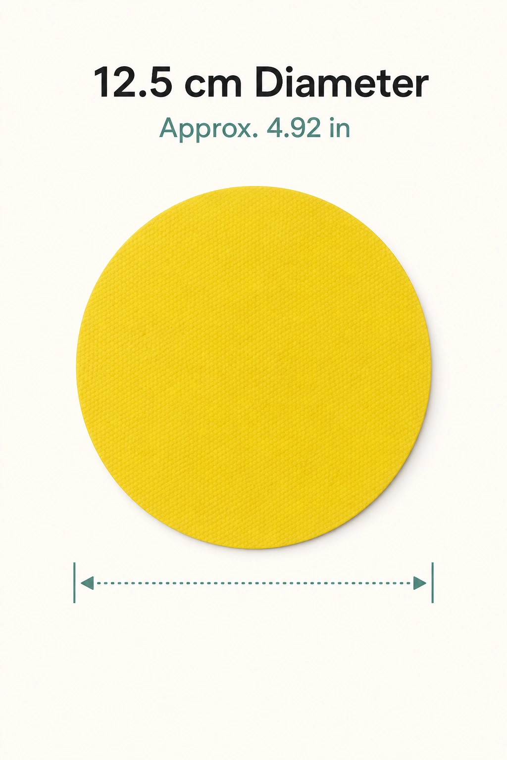 A round silicone pad with a diameter arrow and the 12.5 cm measurement.