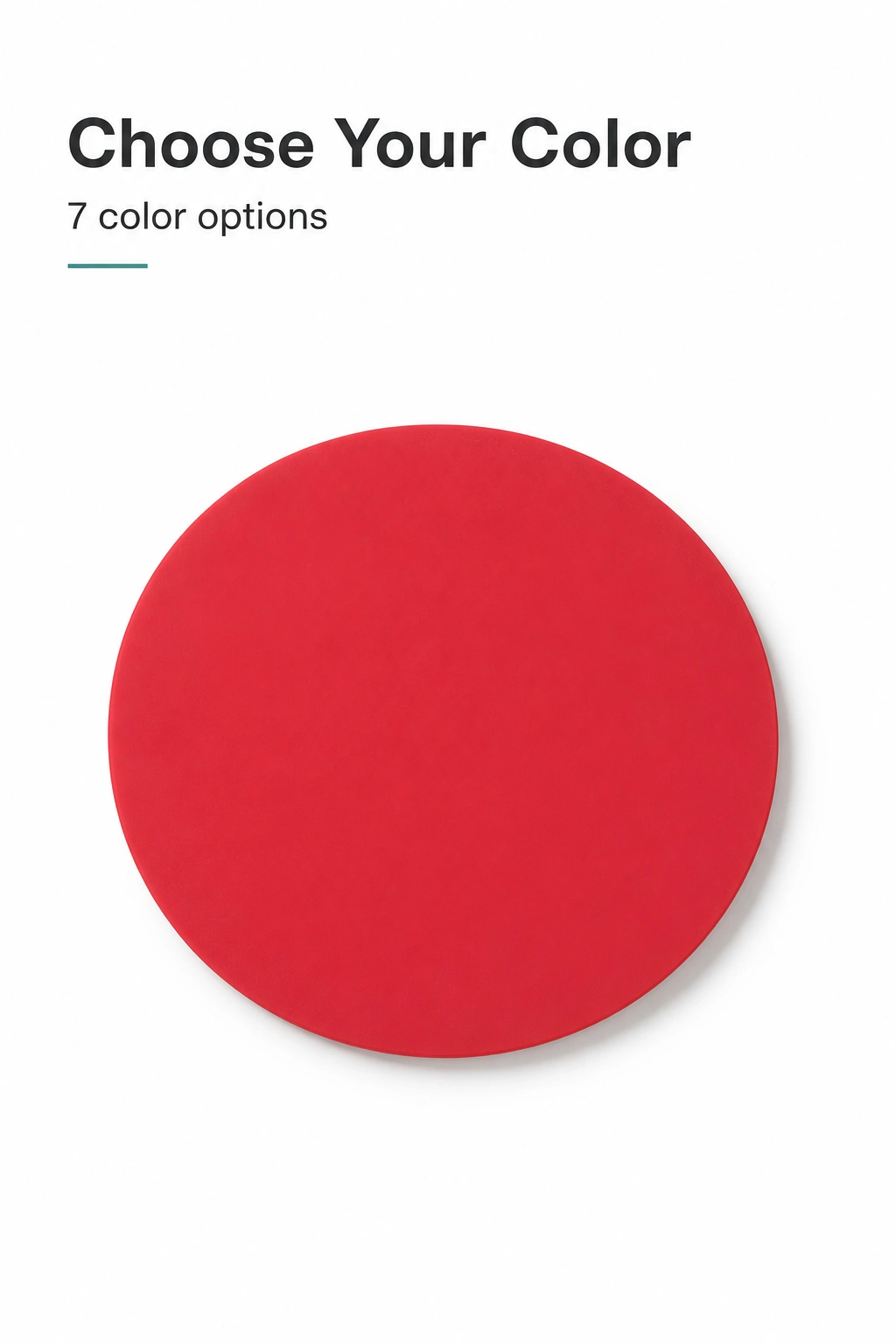 One red silicone pad beside the text “7 color options”.