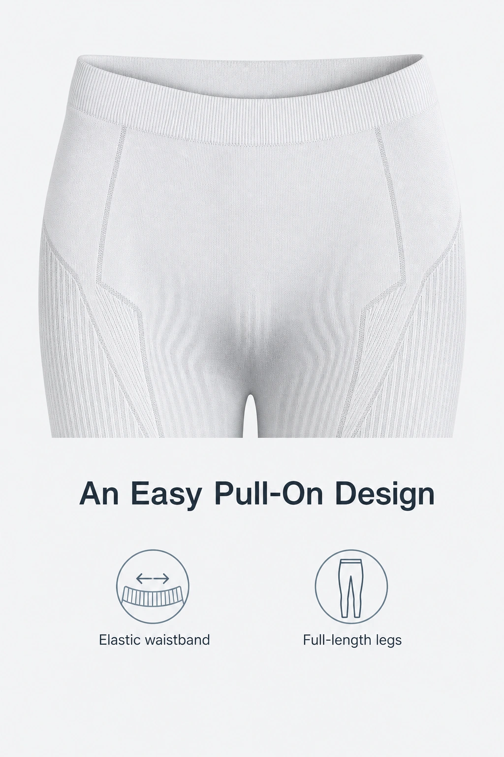 Pull-on thermal leggings with a wide elastic waistband