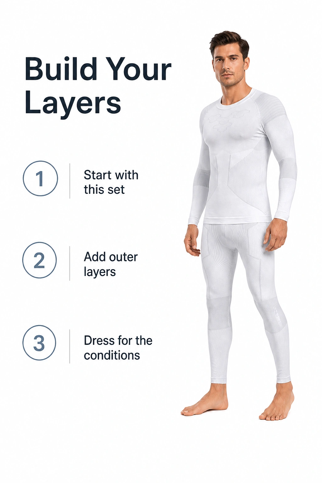 Light gray base layer worn before adding outer clothing