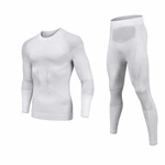 Light gray thermal top and leggings with textured knit zones
