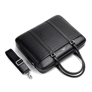 Original Black-option photo showing one textured briefcase and its shoulder strap