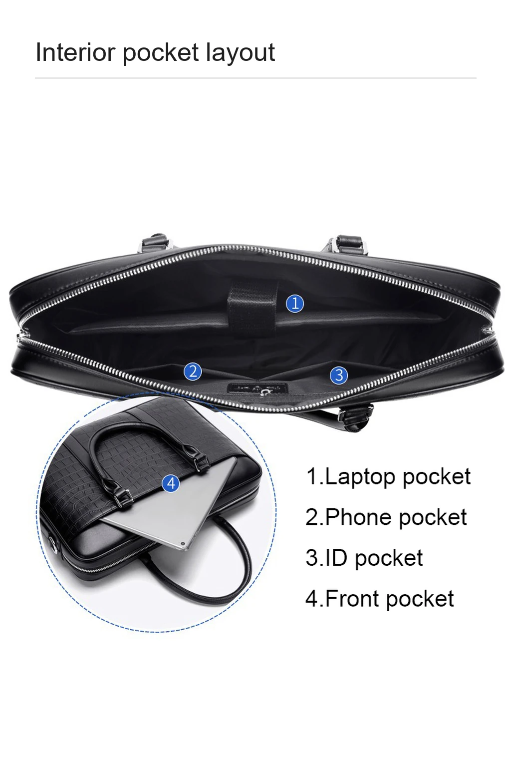 Open bag showing main compartment and smaller interior pockets