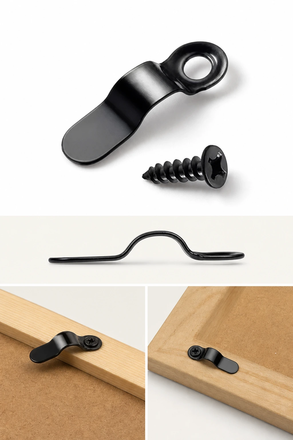 Close-up feature view of the black turn button and matching screw.