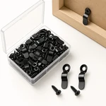 Clear box of black turn buttons and screws with two pairs displayed.