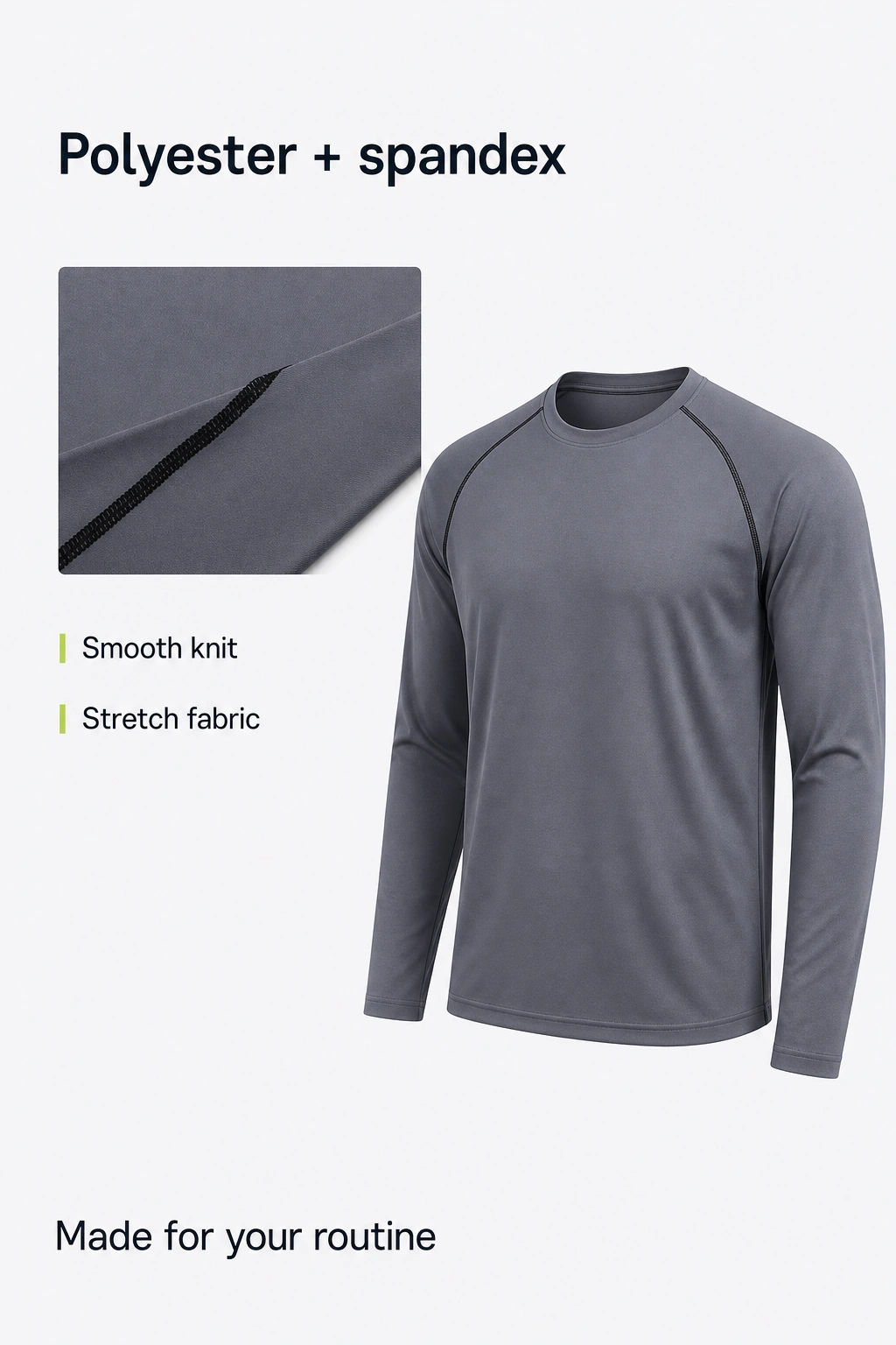Gros plan de la maille polyester-élasthanne et des coutures foncées