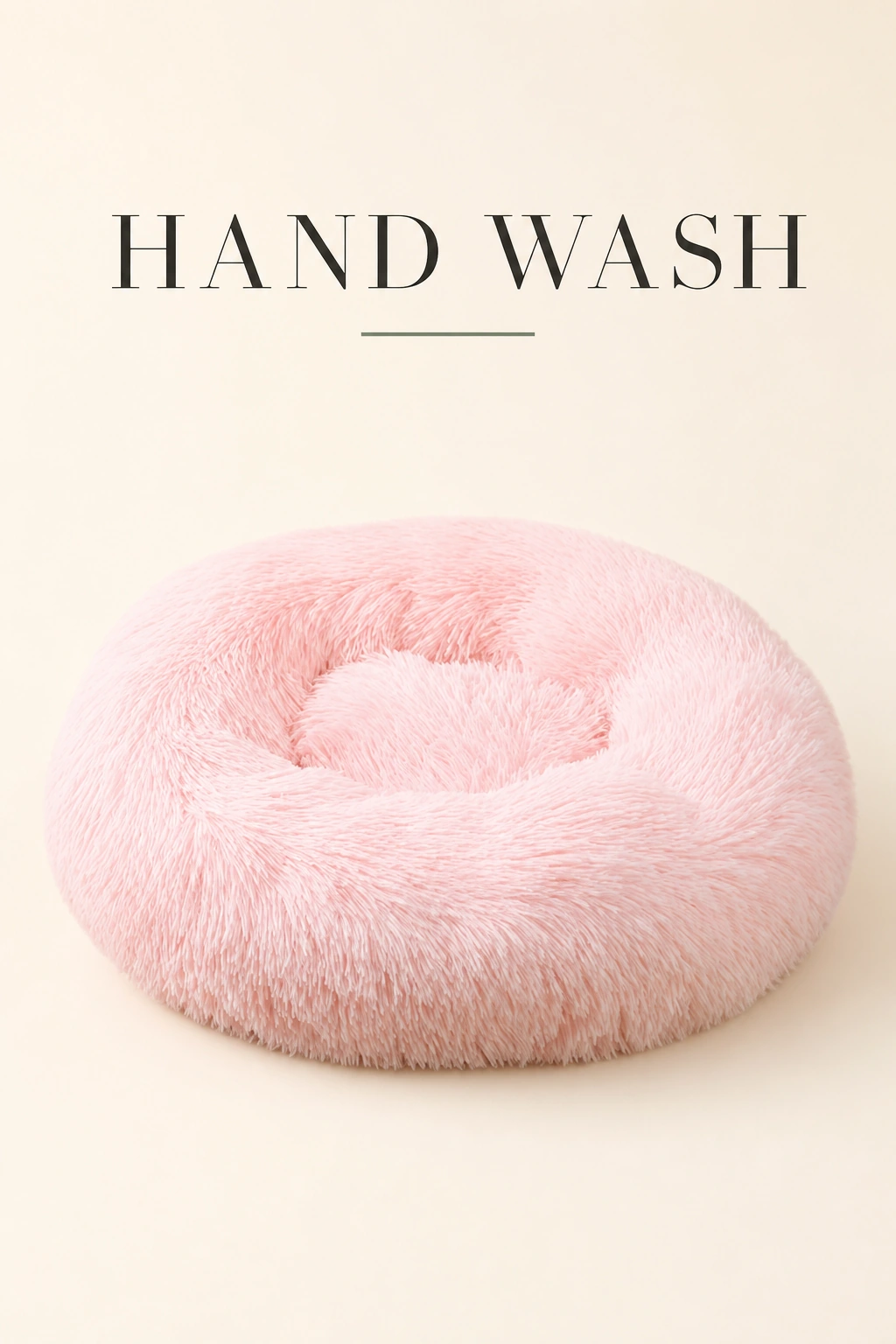 Couchage rose à poils longs avec indication de lavage à la main
