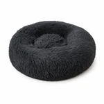Couchage rond noir anthracite pour animaux sur fond blanc