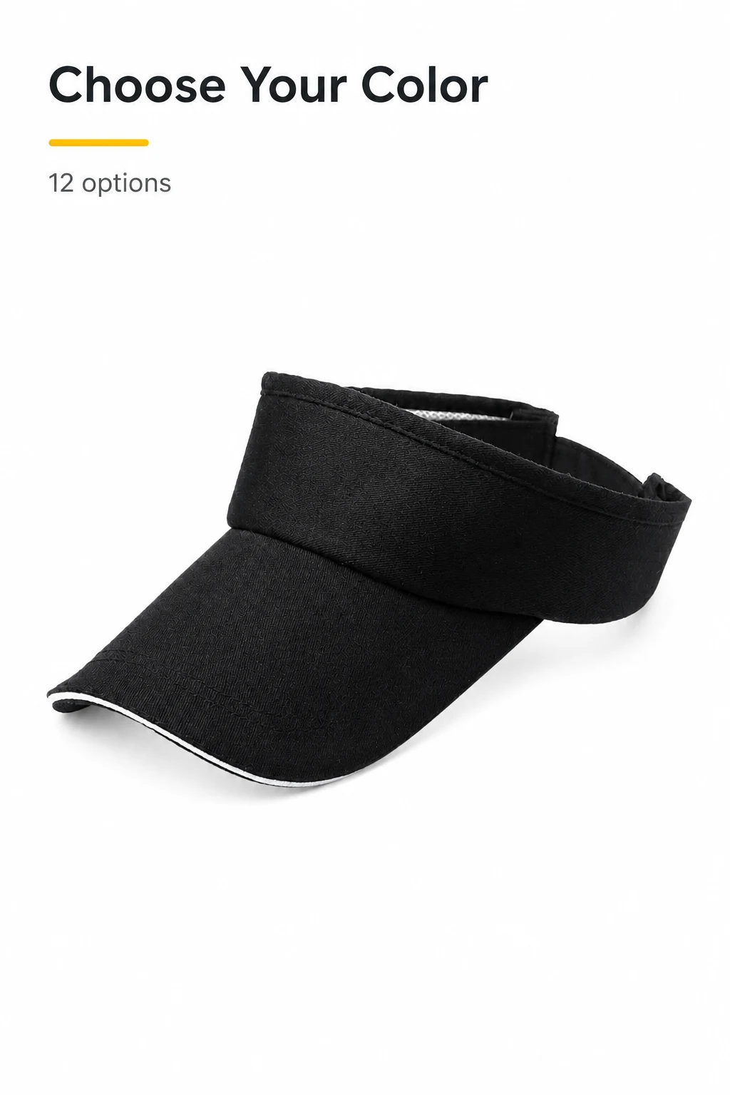 Black visor below a heading offering 12 color options.