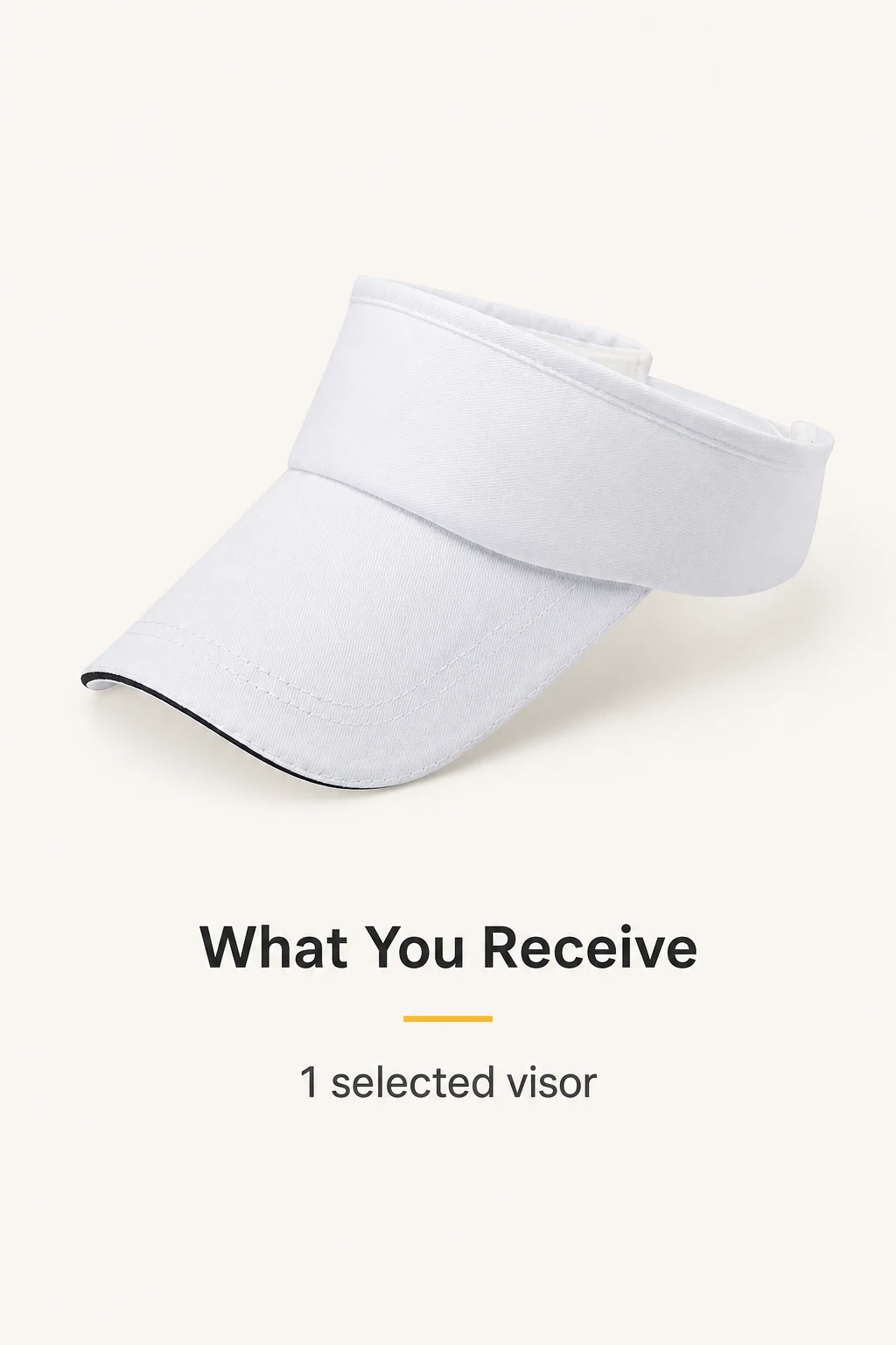 White visor beside text stating one selected visor is included.