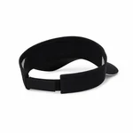 Back of a black visor showing its adjustable hook-and-loop strap.