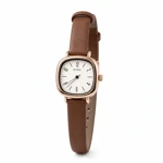 Brown-strap MSTIANQ watch with rounded-square case on white