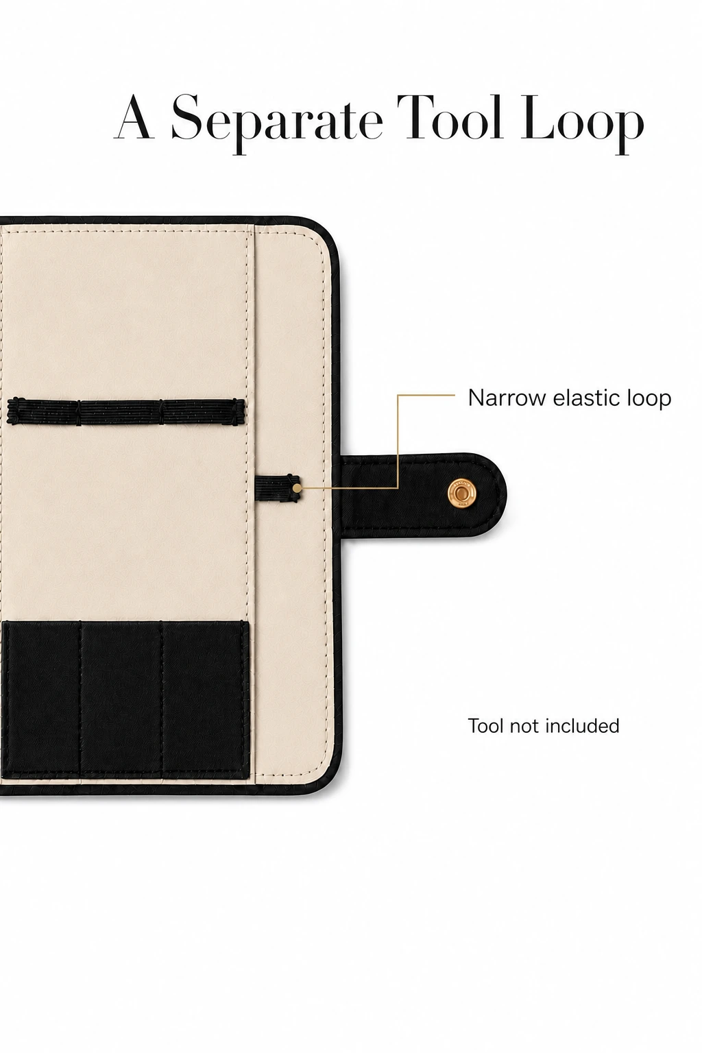 Narrow tool loop beside the watch strap slots