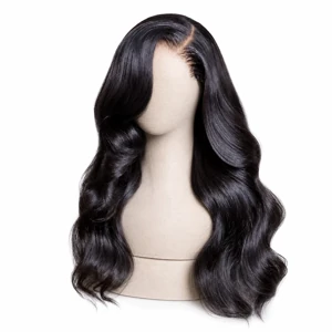 Peluca Geleisi de pelo humano con ondas y frontal de encaje 13x4