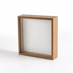 Angled natural-wood frame showing the box side and front opening