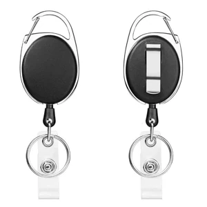 Black — original photo of one oval retractable badge reel (option 01)