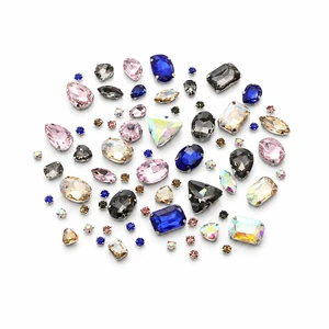 Yantuo Glass Sew-On Claw Rhinestones, 100 Mixed-Size Pieces